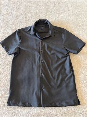 Marc Asher Men's Short-Sleeve Casual Button-Down Shirt — Black Large
